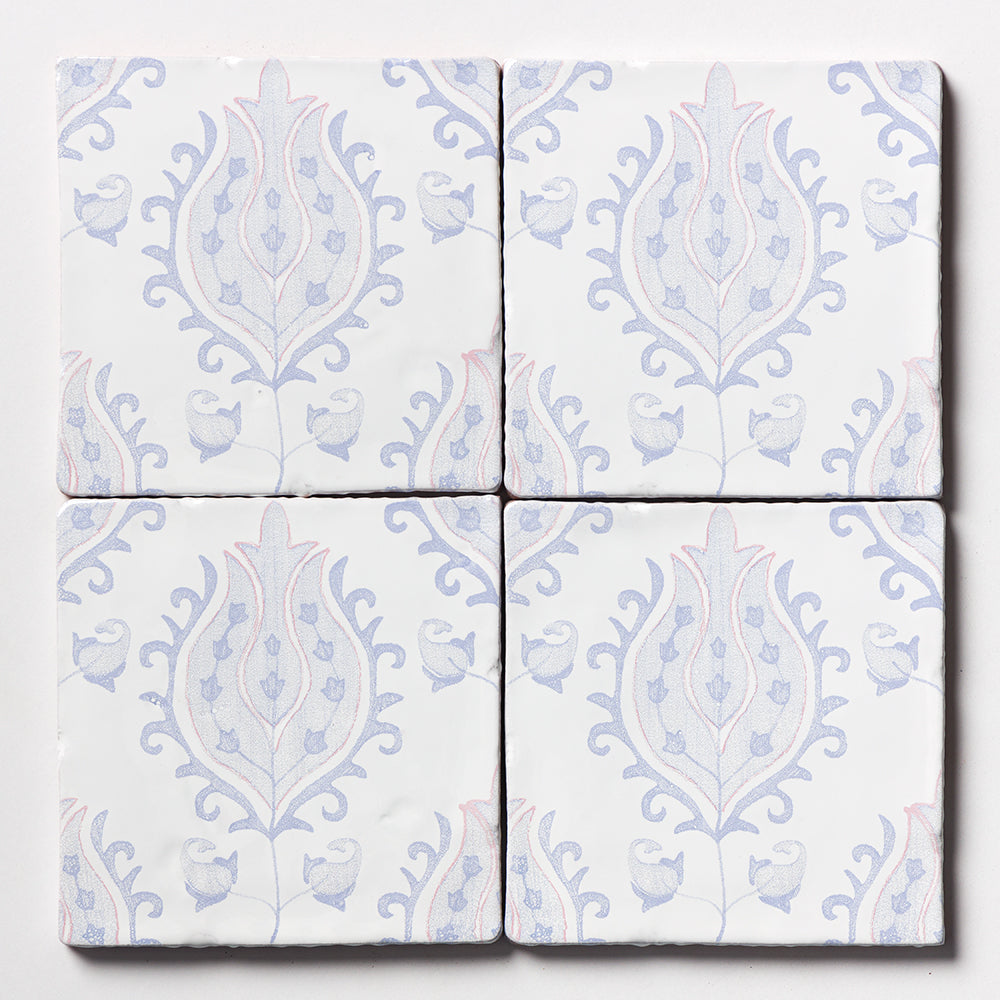 Marble Systems Antiqued Mallorca Indigo Wash glossy terracotta tile pattern swatch — available at Surface Group