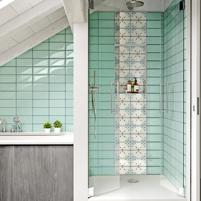 Aquamarine Glossy Ceramic Tile 4×8 (WIS12193)