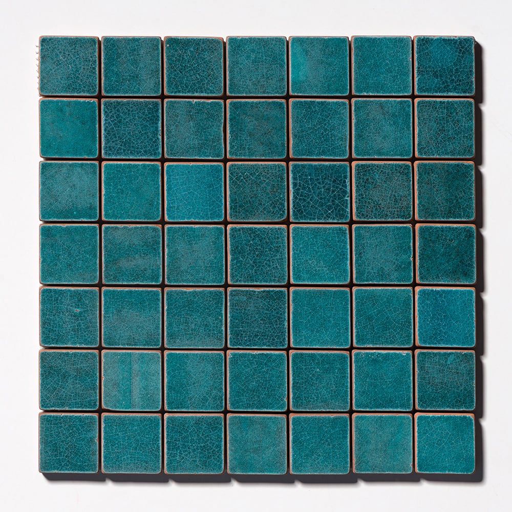 Aquamarine Tumbled 2×2 Terracotta Mosaics 12×12