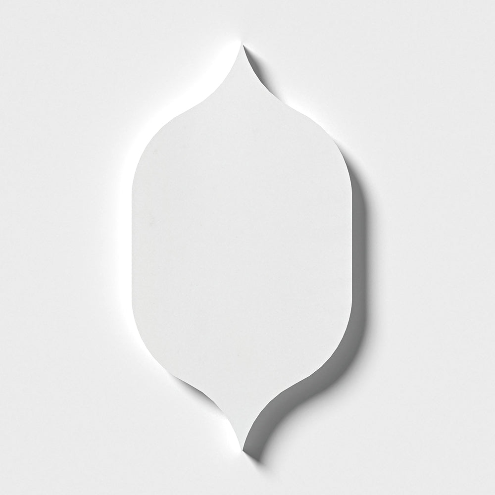 Gothic Arabesque Aspen White Honed Marble Waterjet Decos 4 7/8Γ8 13/16 Image