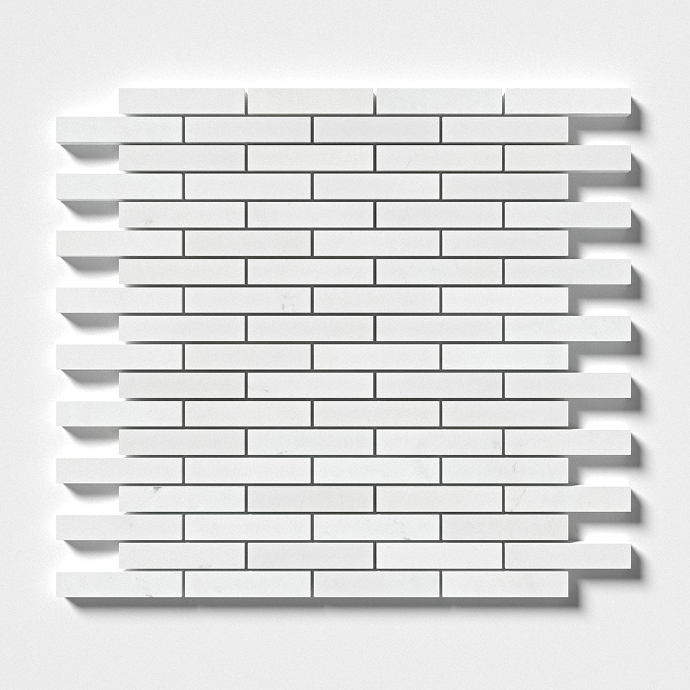 Aspen White Honed 5/8×3 Marble Mosaics 12×12