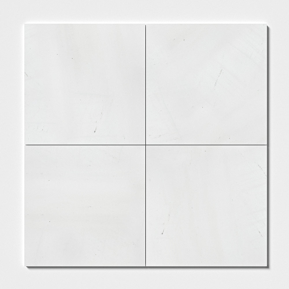 Marble Systems Aspen White Honed Marble Aspen White matte marble tile pattern swatch — available at Surface Group