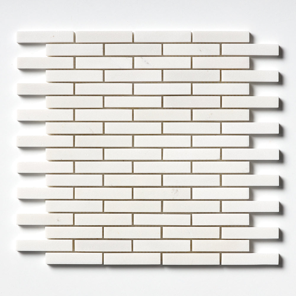 Aspen White Polished 5/8×3 Marble Mosaics 12×12