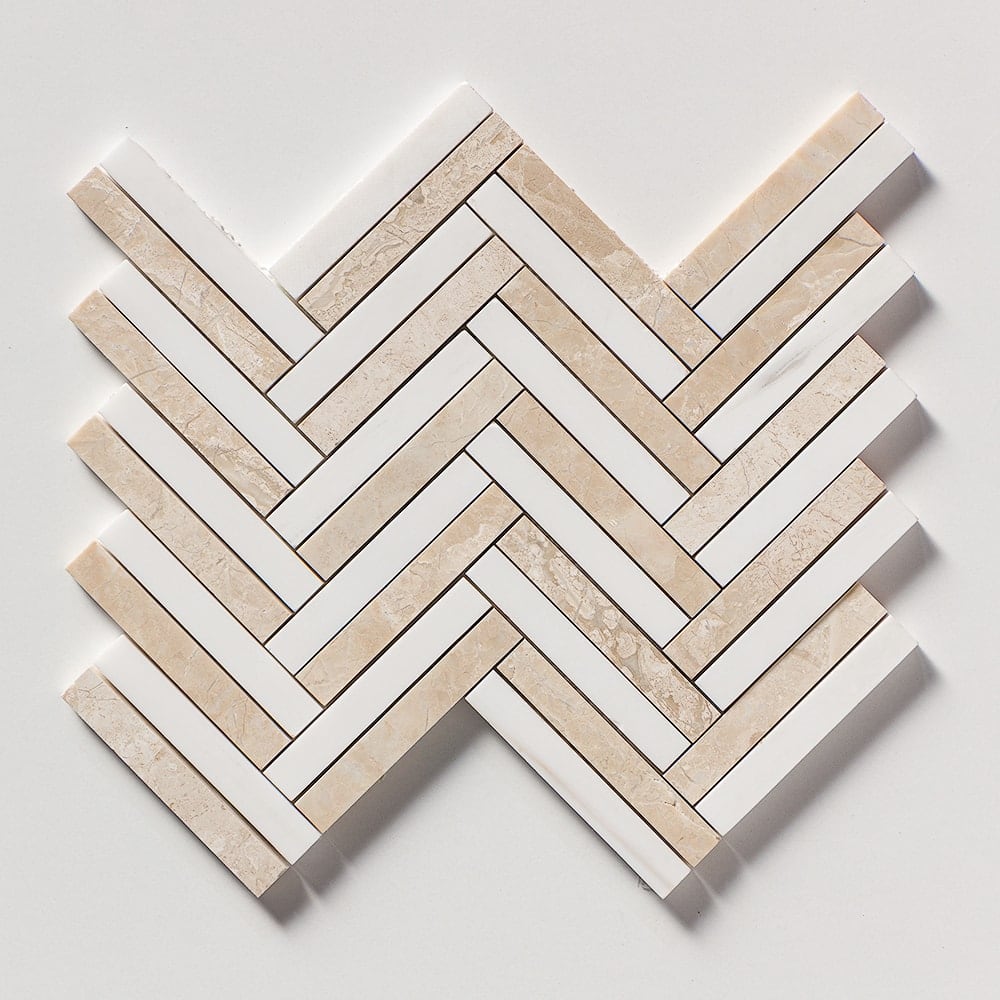 Diana Royal, Snow White Multi Finish Raya Basket Marble Mosaic 11 13/16Γ12 3/16 Image