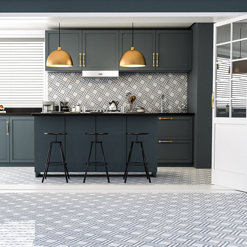 Snow White, Allure Multi Finish Maze Basket Marble Mosaic 14 15/16Γ17 11/16 (MS01778)