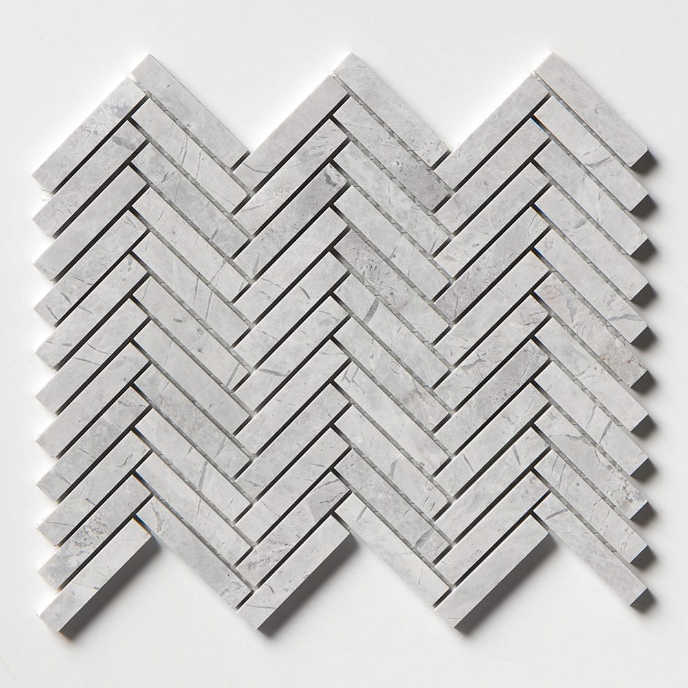 Avalanche Honed Herringbone 5/8×3 Marble Mosaic 10 7/16×12 13/16 Image