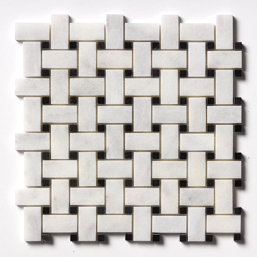 Avalon Polished Basket Weave Marble Mosaic 12×12 Image