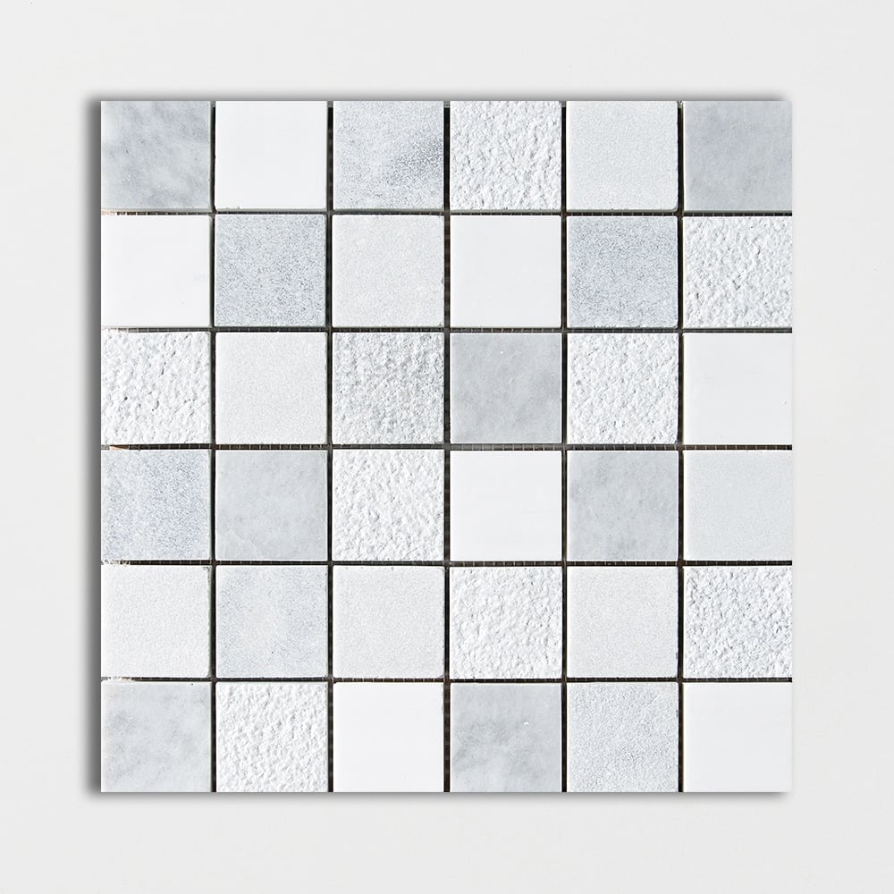 Avenza&snow White&allure Textured 2×2 Marble Mosaic 12×12 Image