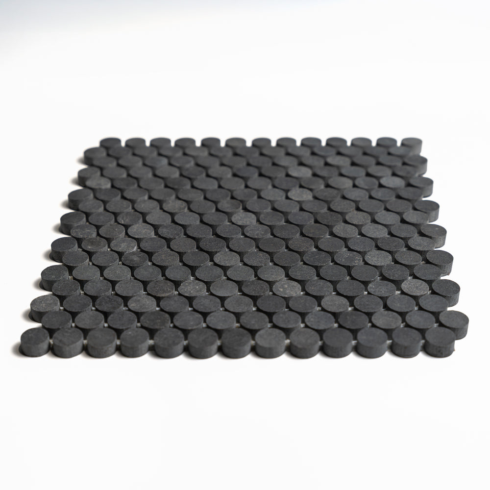 Basalto Honed Penny Round Basalt Mosaics 11 1/4Γ11 3/4 (MS90264)