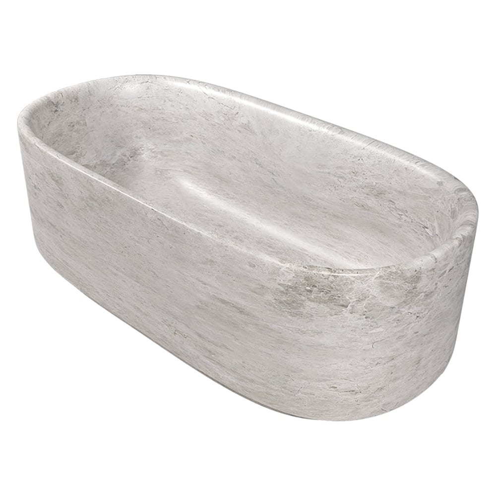 Marble Systems Marble Bath Tubs Silver Clouds matte marble tile close-up view — available at Surface Group