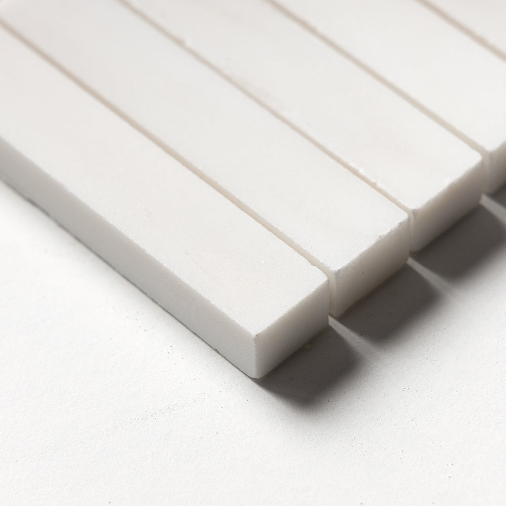 Bianco Dolomiti Honed 5/8×3 Marble Mosaics 12×12 (MS90809)