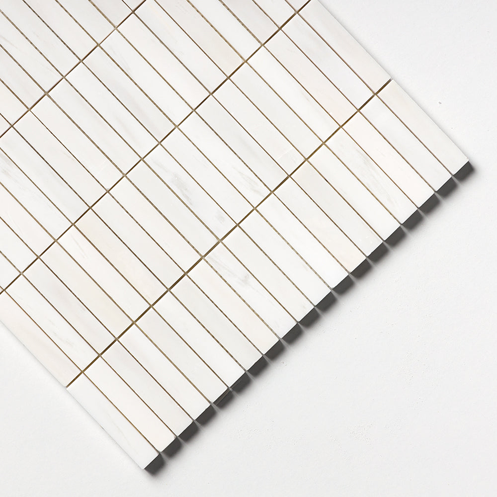 Bianco Dolomiti Honed 5/8×3 Marble Mosaics 12×12 (MS90809)