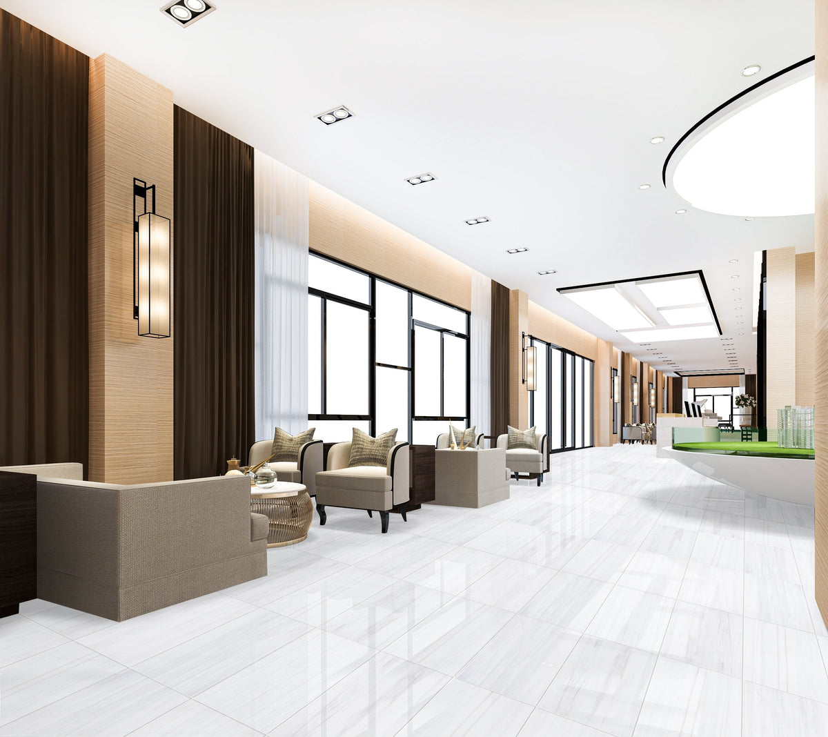 Marble Systems Bianco Dolomiti Classic Polished Marble Bianco Dolomiti Classic glossy tile in a room setting — available at