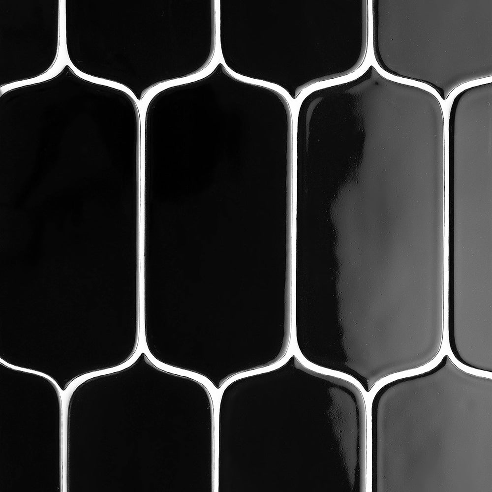 Marble Systems Black glossy ceramic tile pattern swatch — available at Surface Group