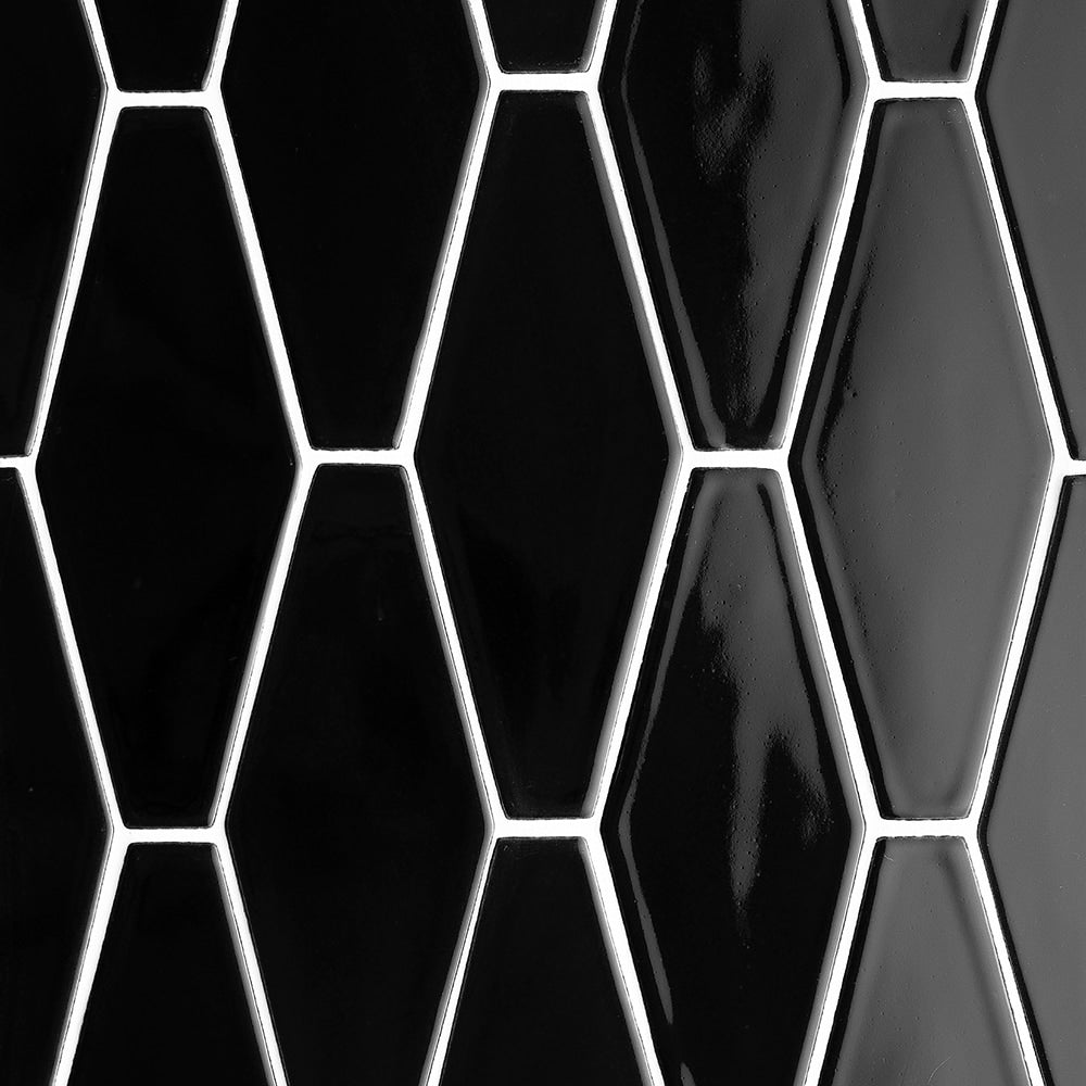 Marble Systems Black glossy ceramic tile pattern swatch — available at Surface Group