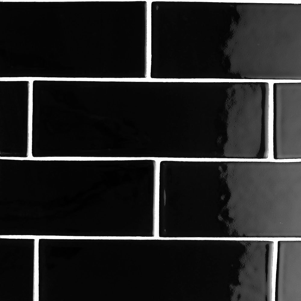Marble Systems Black glossy ceramic tile pattern swatch — available at Surface Group