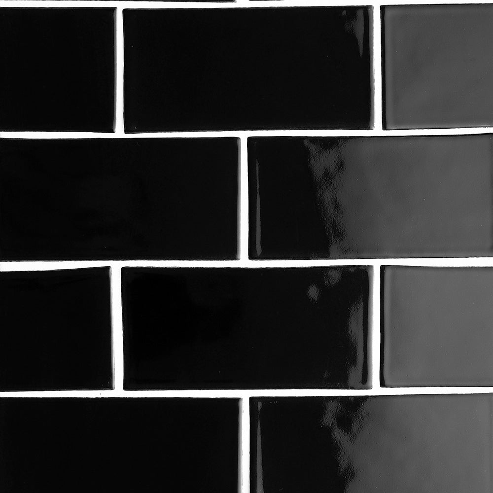 Marble Systems Black glossy ceramic tile pattern swatch — available at Surface Group