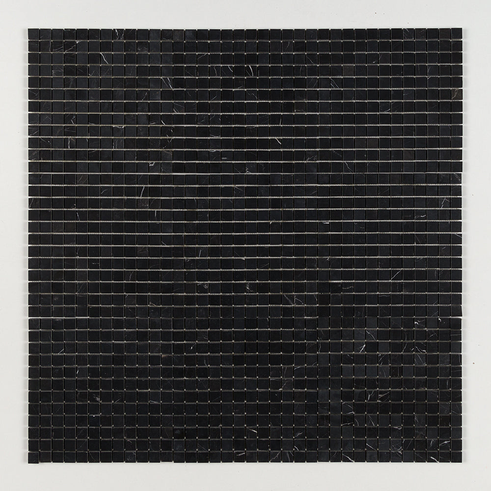 Marble Systems Black Honed Marble Black matte marble tile pattern swatch — available at Surface Group