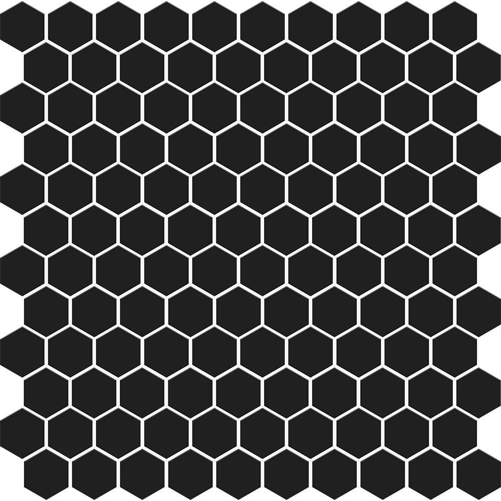 Black Matte Hexagon Ceramic Mosaic 12×12 Image