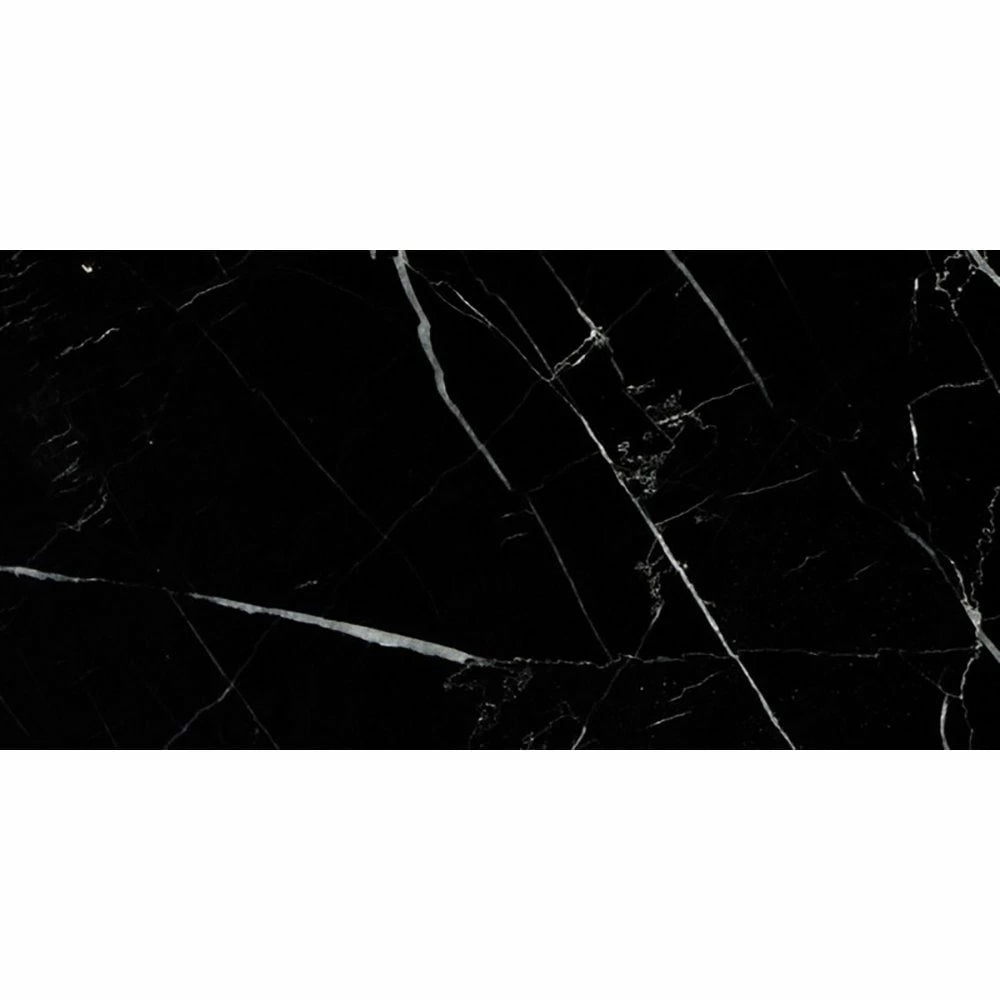 Marble Systems Black Polished Marble Black glossy marble tile — available at Surface Group