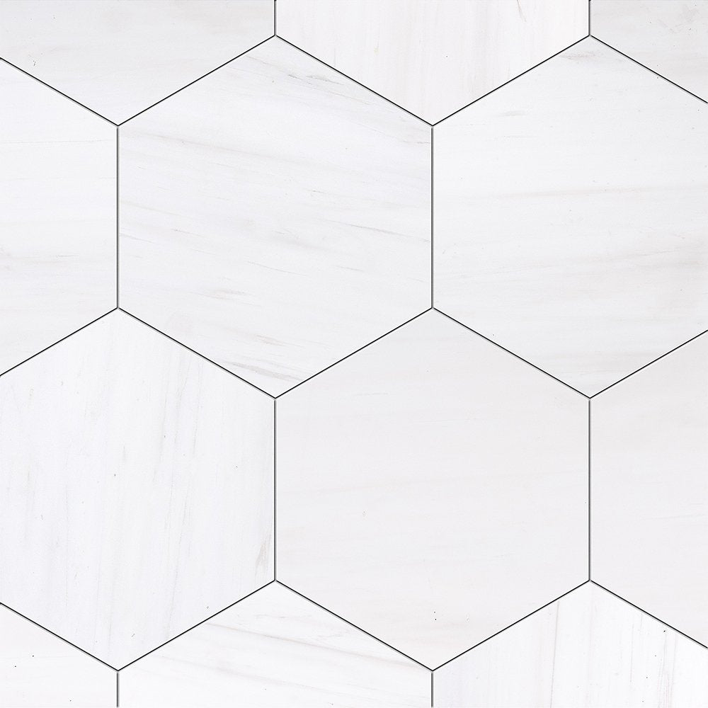 Marble Systems Black & White Marble Snow White matte marble tile pattern swatch — available at Surface Group