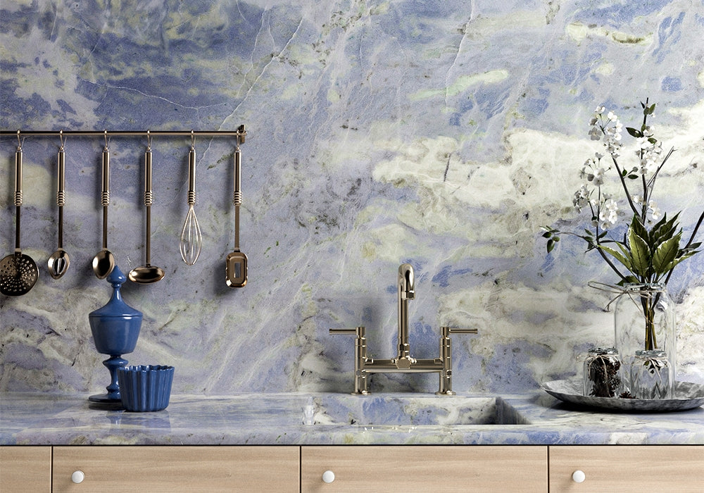Blue Lagoon Polished Marble Slab Random 1 1/4 (SL90922)