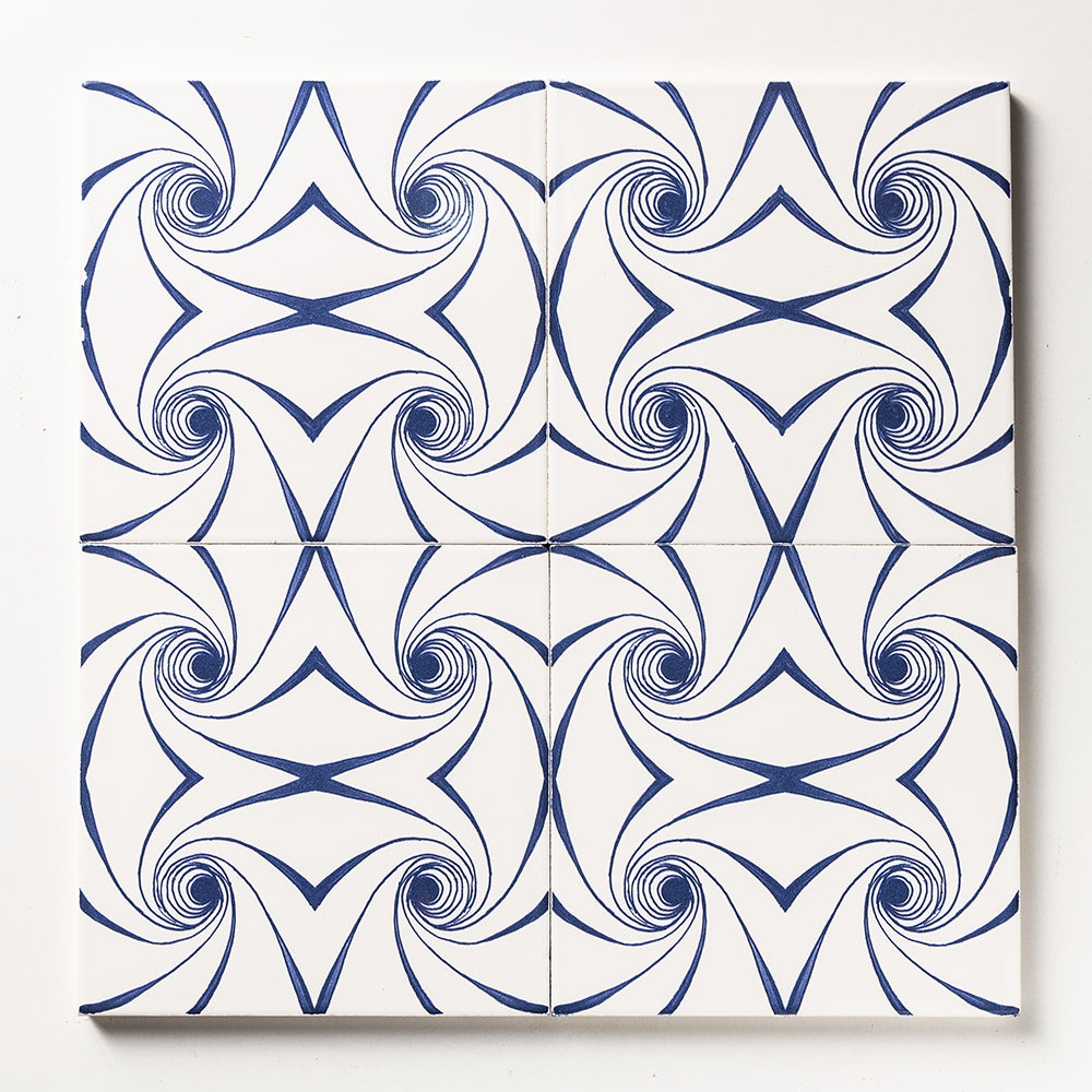 Marble Systems Blue Twisted glossy ceramic tile pattern swatch — available at Surface Group