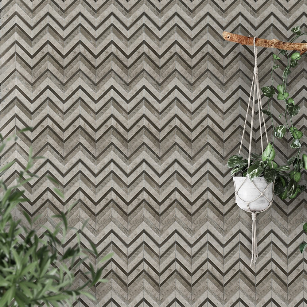 Bosphorus, Britannia Honed Chevron Fusion Limestone Mosaic 16Γ11 7/8 (NW00053)