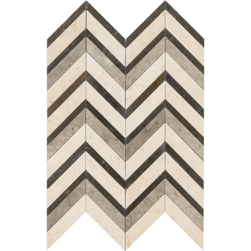 Bosphorus, Heartmere, Britannia Honed Chevron Fusion Limestone Mosaic 16Γ11 7/8 Image
