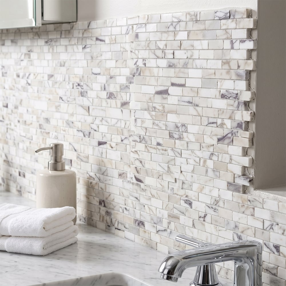 Calacatta Viola Honed Broken Joint Marble Mosaics 11 3/4×12 (MS90867)