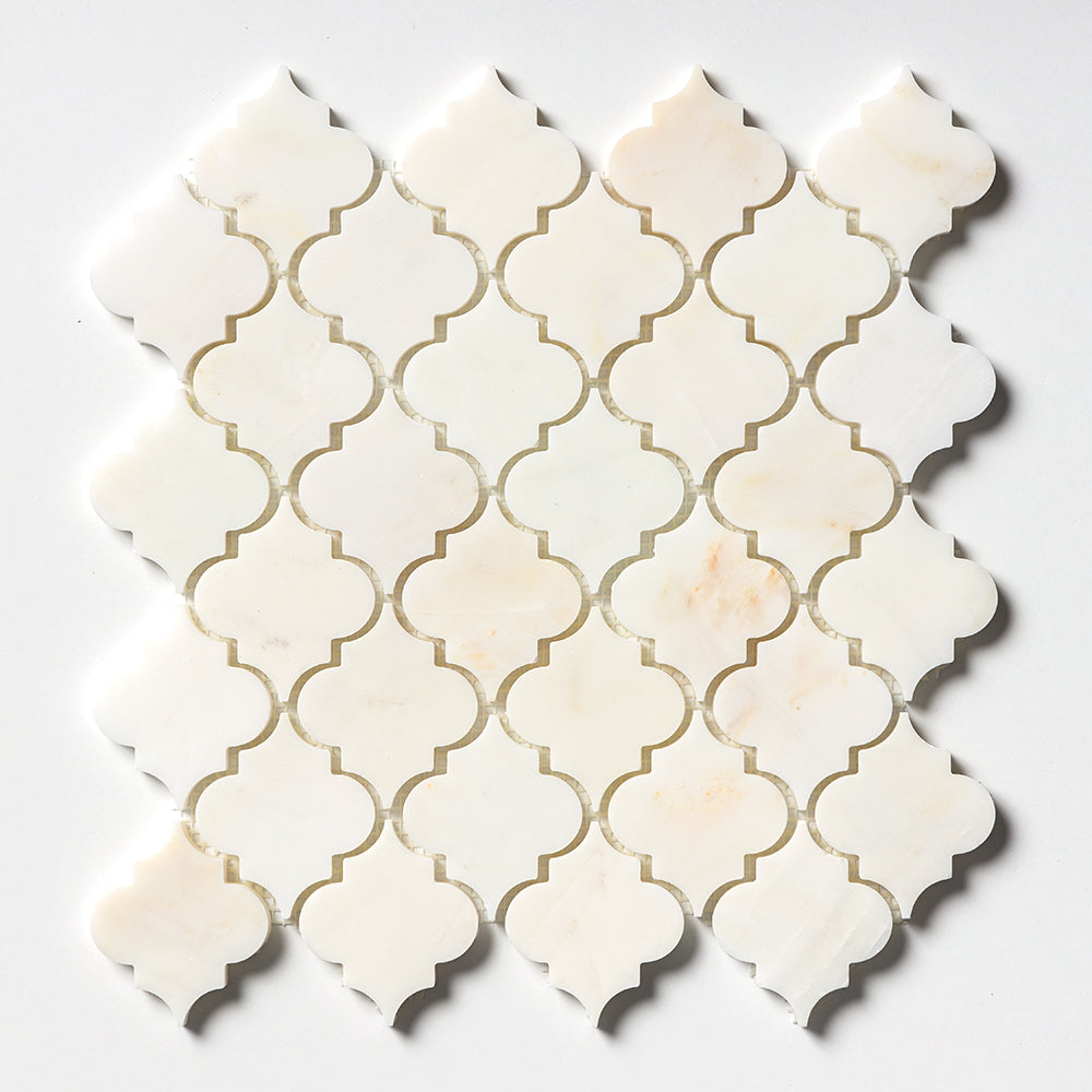 Calacatta Amber Honed Arabesque Marble Mosaic 12×12 Image