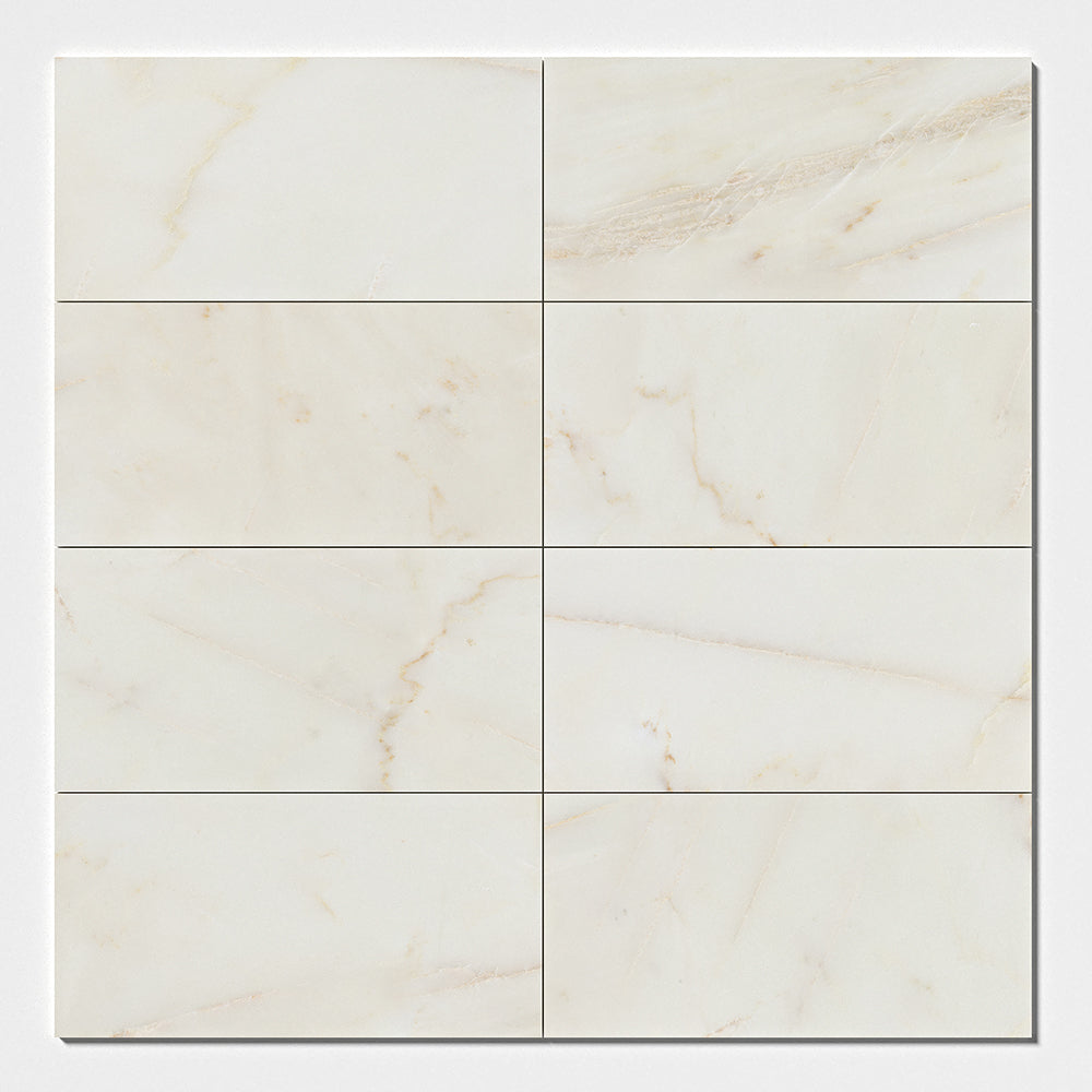 Marble Systems Calacatta Amber Marble Calacatta Amber matte marble tile pattern swatch — available at Surface Group