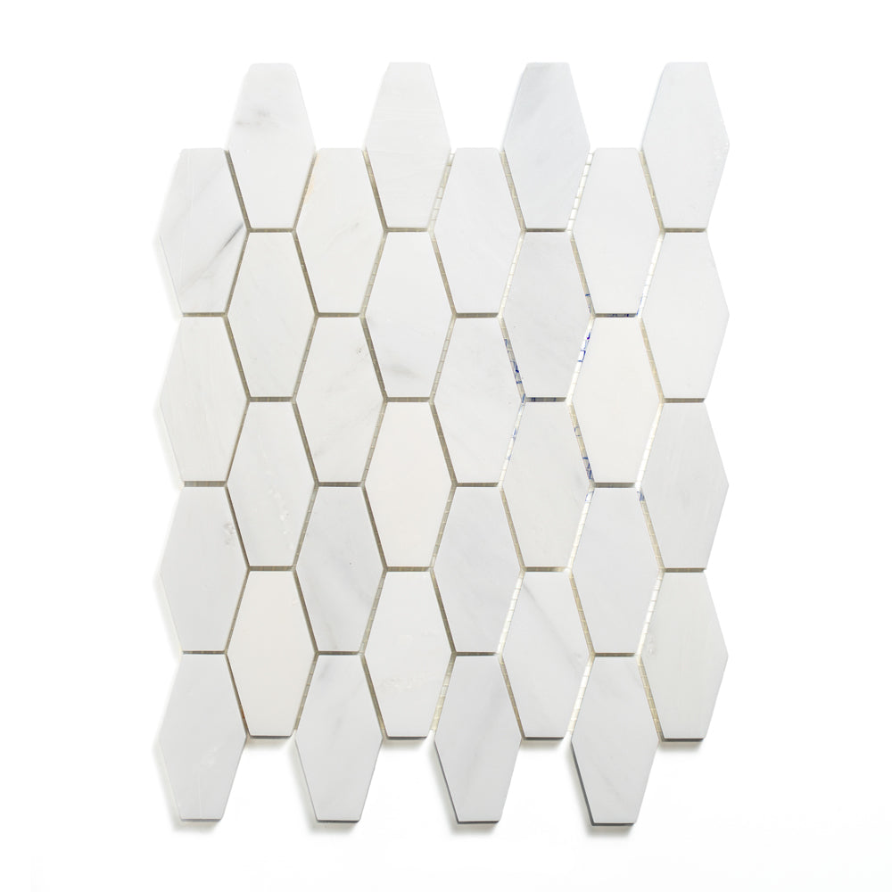 Calacatta Bella Honed Elongated Hexagon Marble Mosaics 10Γ12 1/4