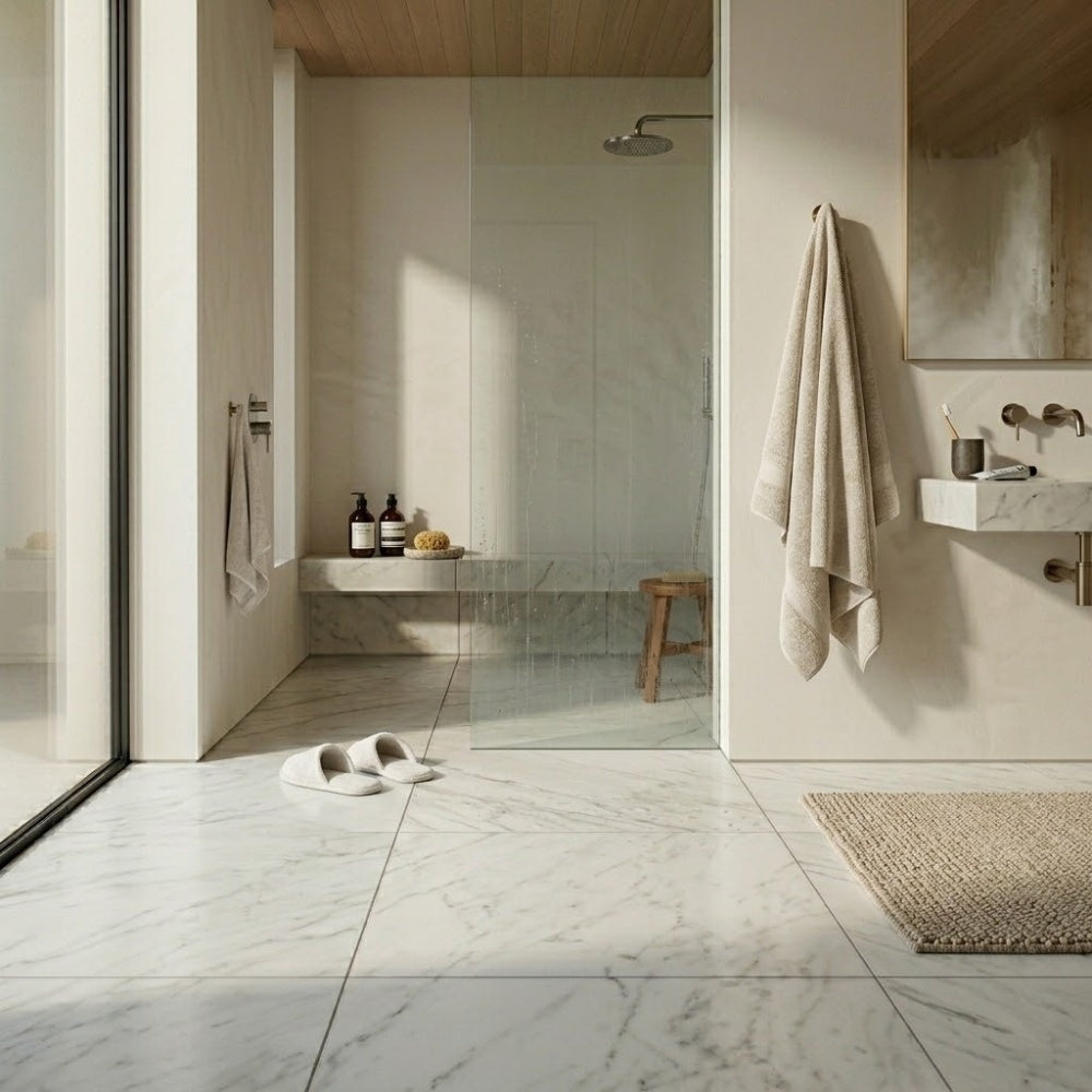 Calacatta Bella Honed Marble Tiles 18×18 (TL91210)
