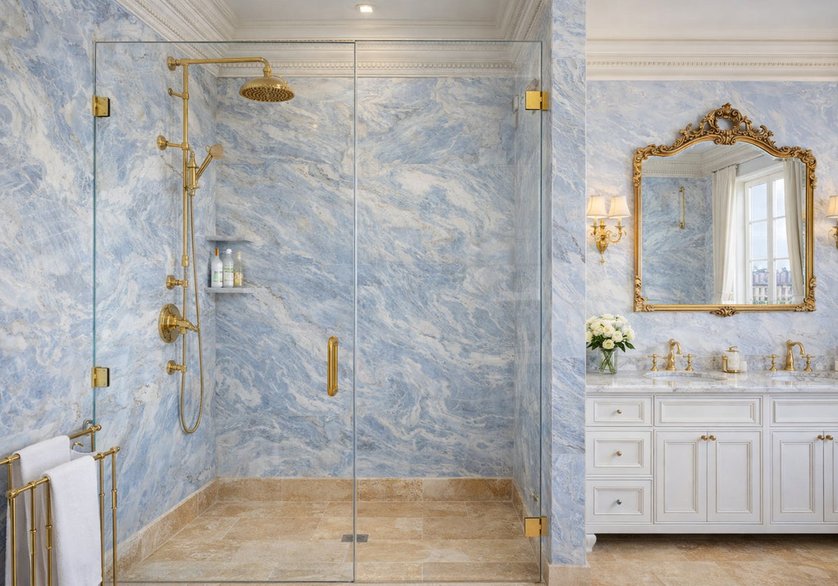 Calacatta Cielo Leather Marble Slab Random