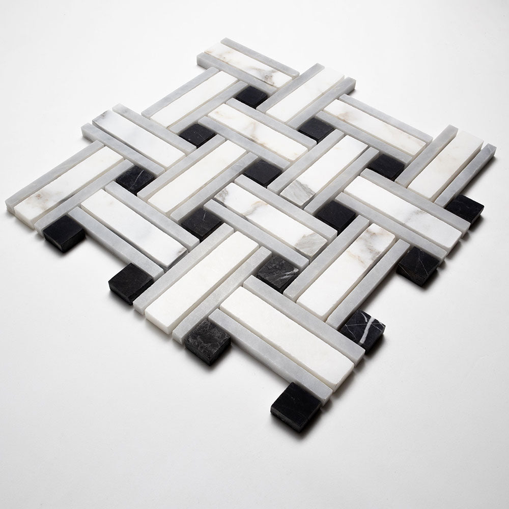 Calacatta Gold Honed Lattice Marble Mosaics 12×12 (MS90259)