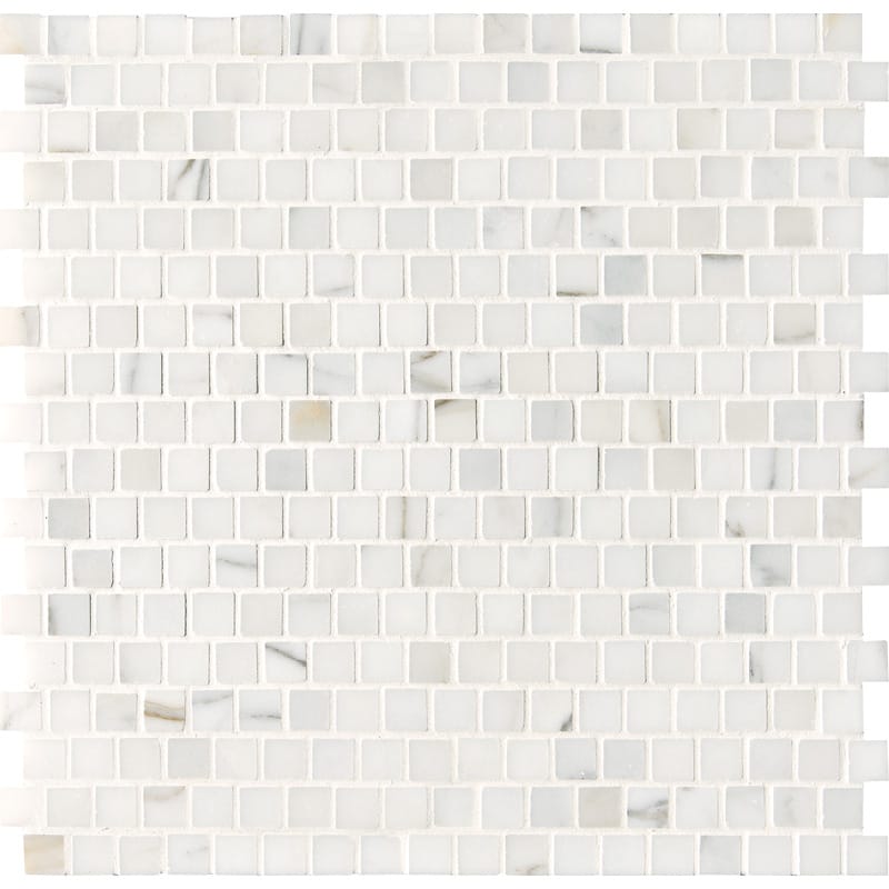 Calacatta Gold Honed Offset 5/8×5/8 Marble Mosaic 12×12 Image
