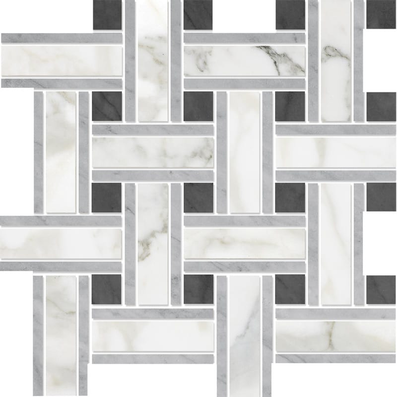 Calacatta Gold Polished Lattice Marble Mosaic 12×12 Image