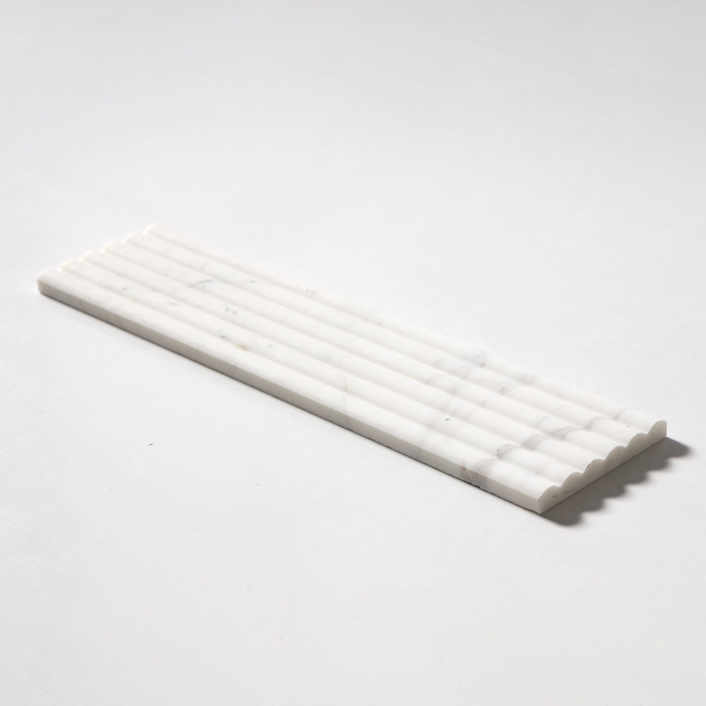 Calacatta Gold Royal Honed Flute Trim Marble Accent Tiles 6×24 (ML00988)
