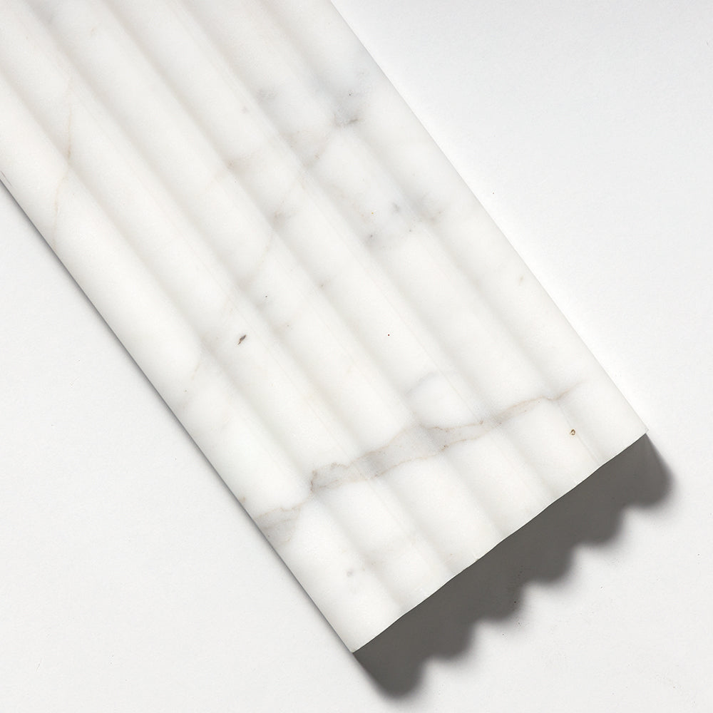 Calacatta Gold Royal Honed Flute Trim Marble Accent Tiles 6×24 (ML00988)
