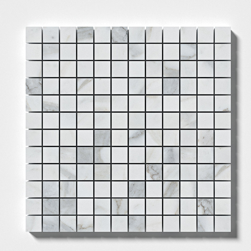 Calacatta Gold Royal Polished 1×1 Marble Mosaic 12×12 Image