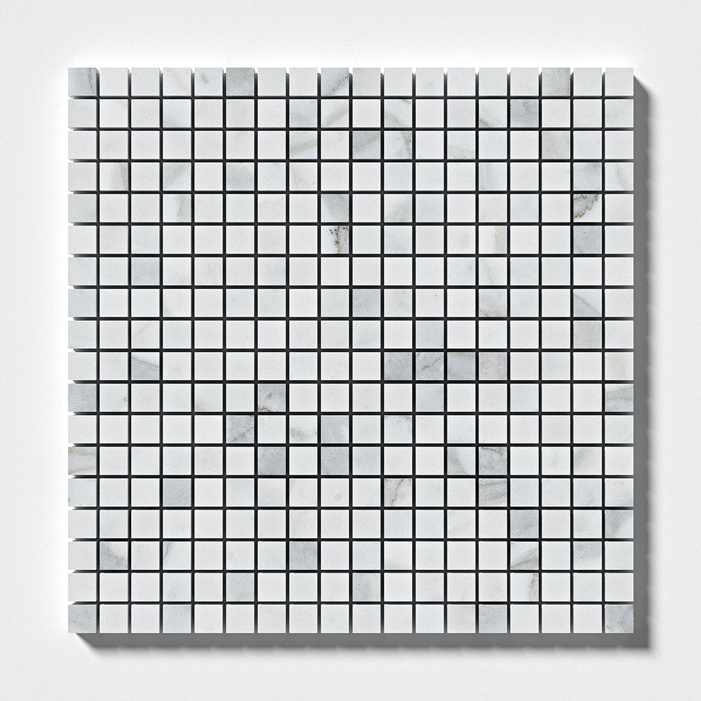 Calacatta Gold Royal Polished 5/8×5/8 Marble Mosaic 12×12 Image