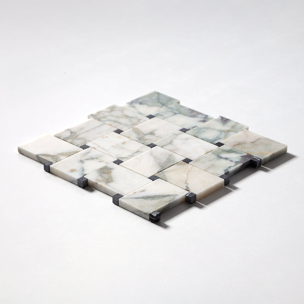Calacatta Green Honed Pinwheel Marble Mosaics 10 5/8Γ10 5/8 (MS02235)