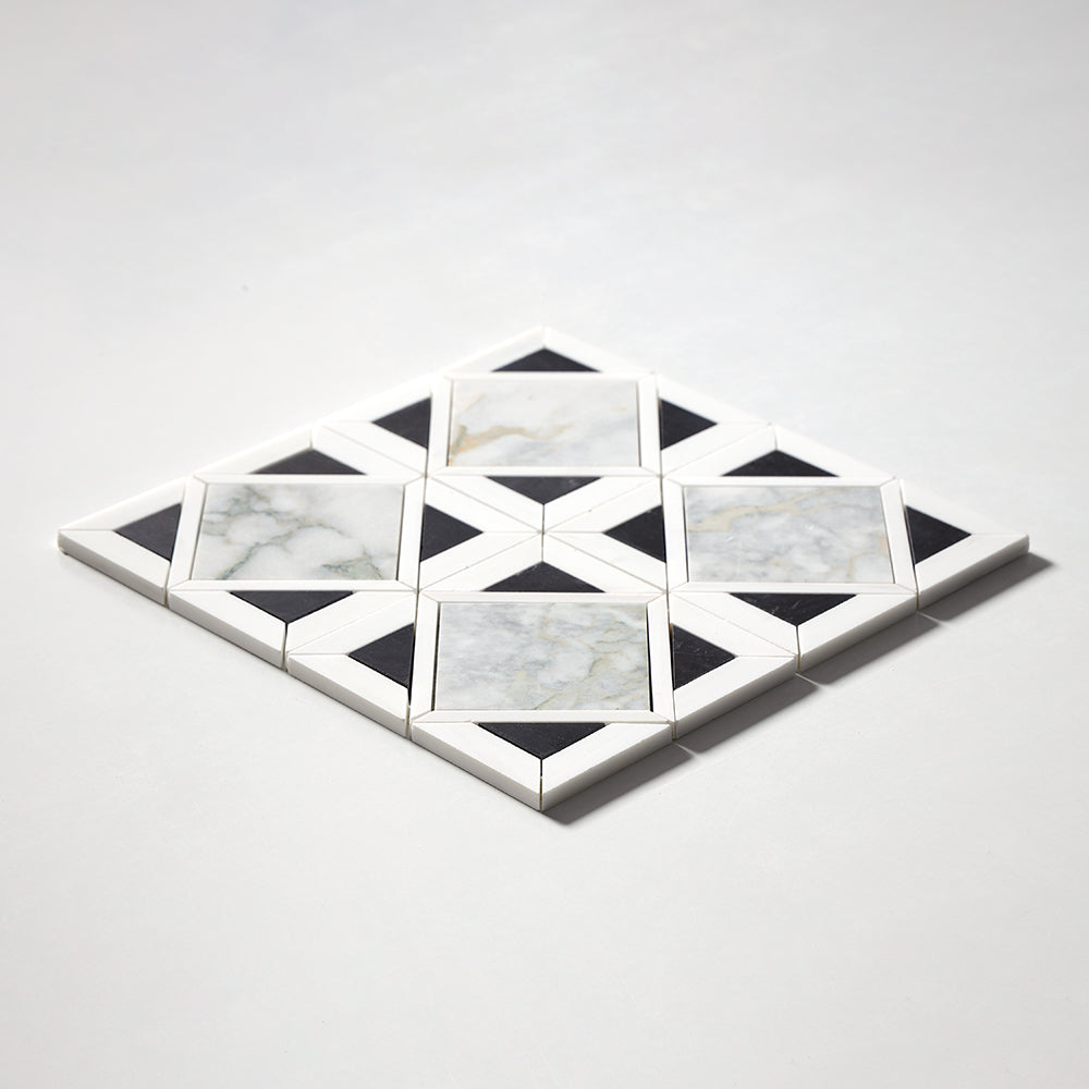 Calacatta Green Honed Kent Marble Mosaics 13 9/16Γ13 9/16 (MS02233)