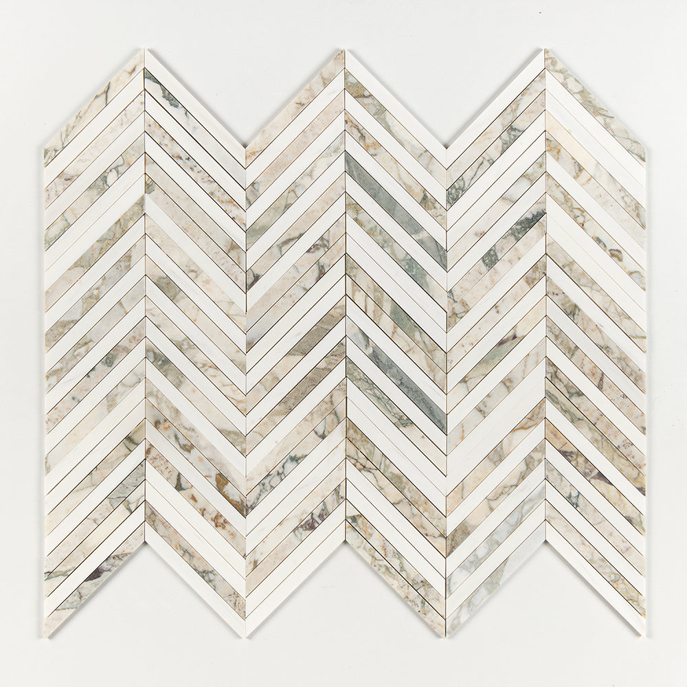 Marble Systems Calacatta Green Honed Marble Calacatta Green matte marble tile pattern swatch — available at Surface Group