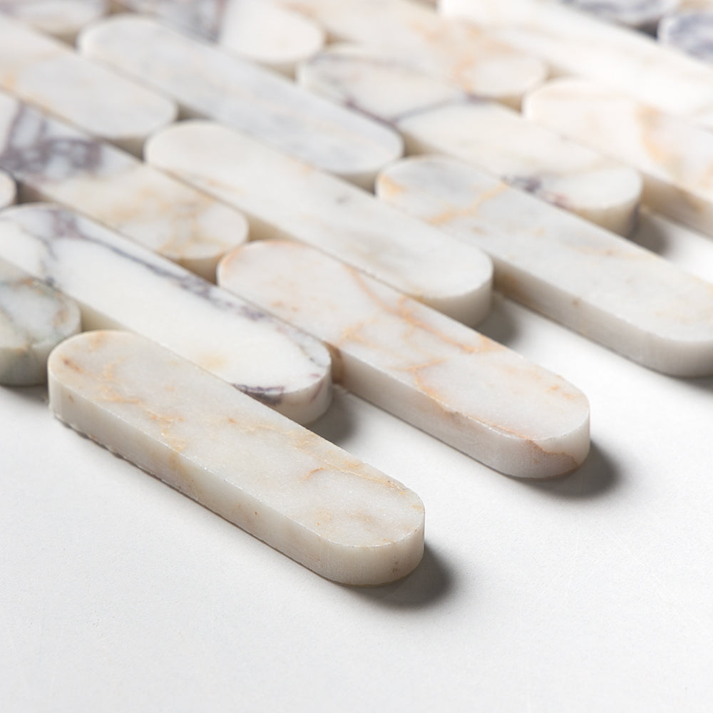Calacatta Picasso Honed Pill Marble Mosaics 12×12 (MS02561)