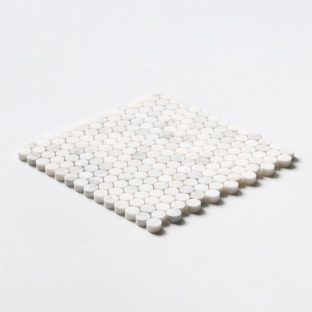 Calacatta Renaissance Honed Penny Round Marble Mosaics 11 1/2Γ11 3/4 (MS02722)