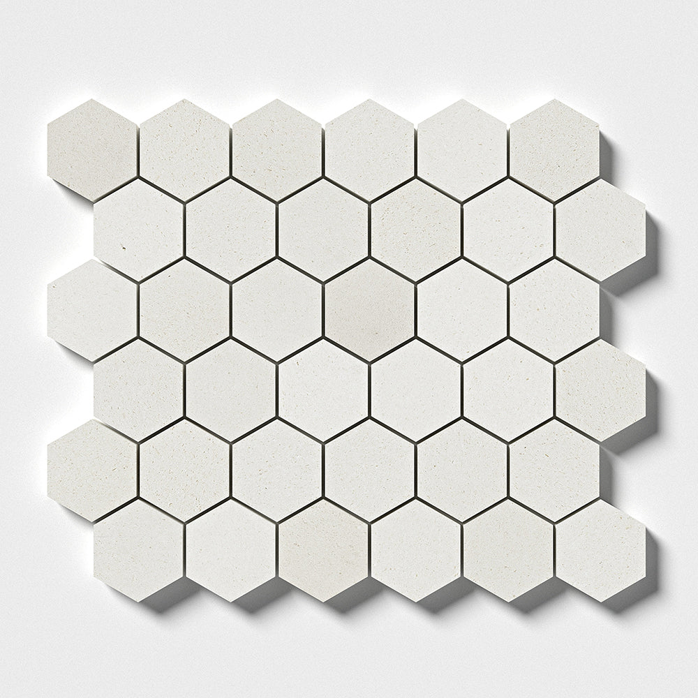 Champagne Honed Hexagon 2 Limestone Mosaics 10 3/8×12