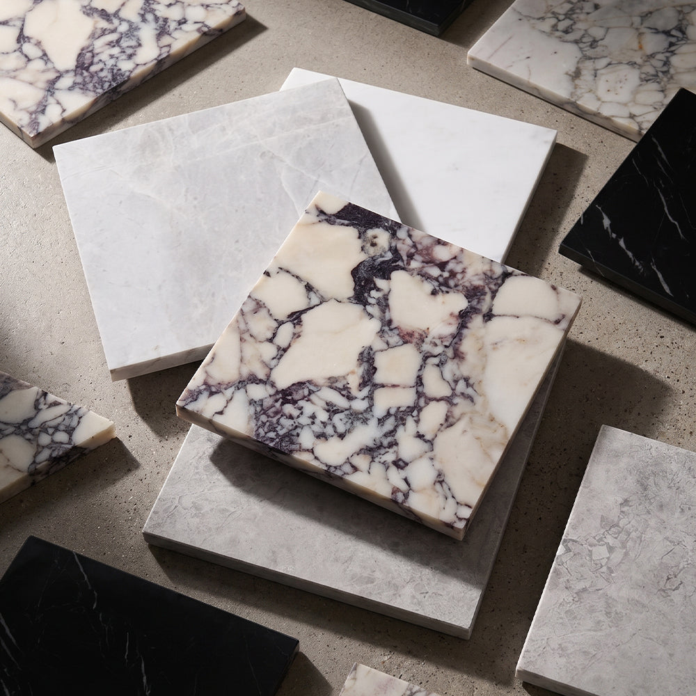 Marble Systems Checkerboard Marble Black Calacatta Picasso matte marble tile pattern design β available at Surface Group