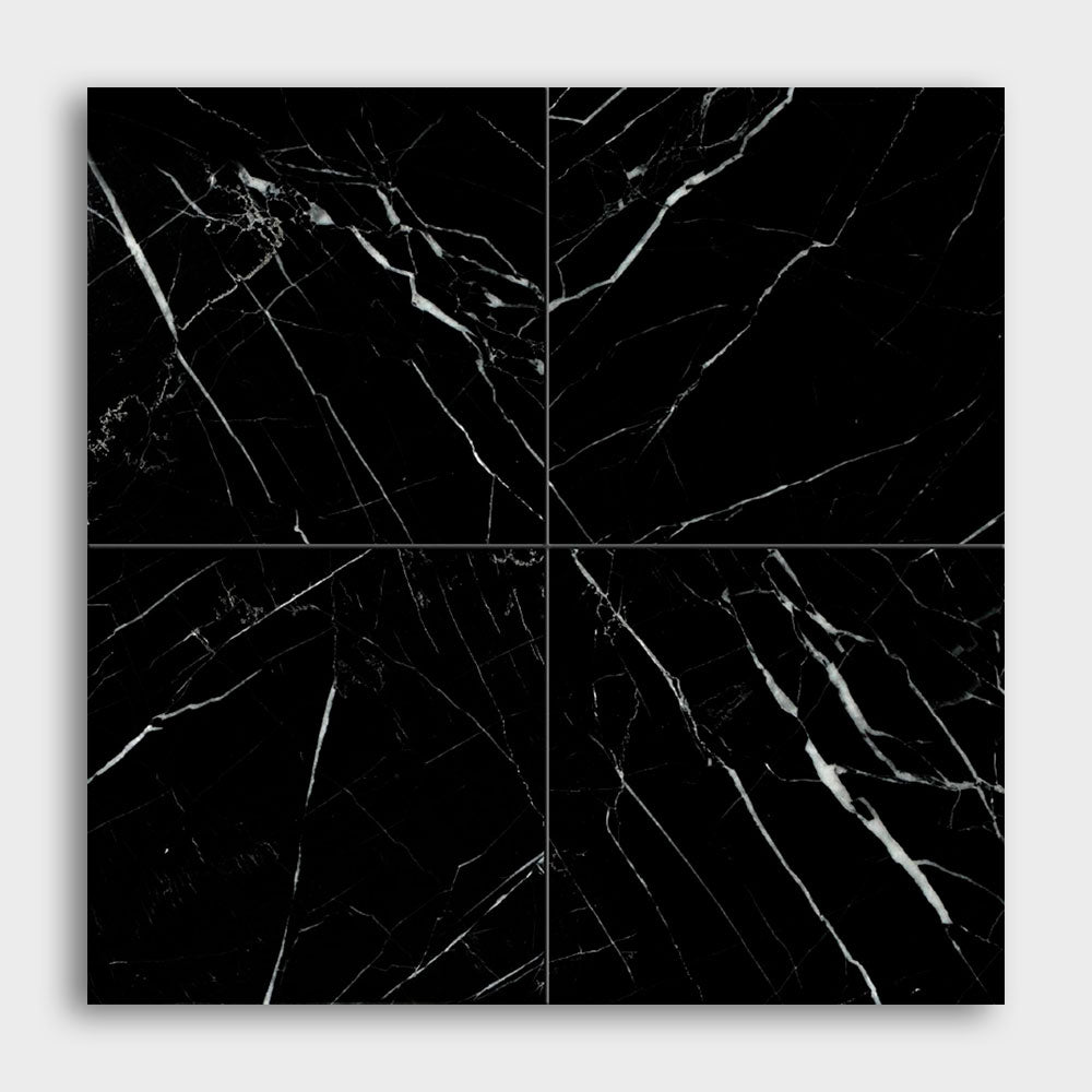 Marble Systems Checkerboard Marble Black glossy marble tile pattern swatch β available at Surface Group